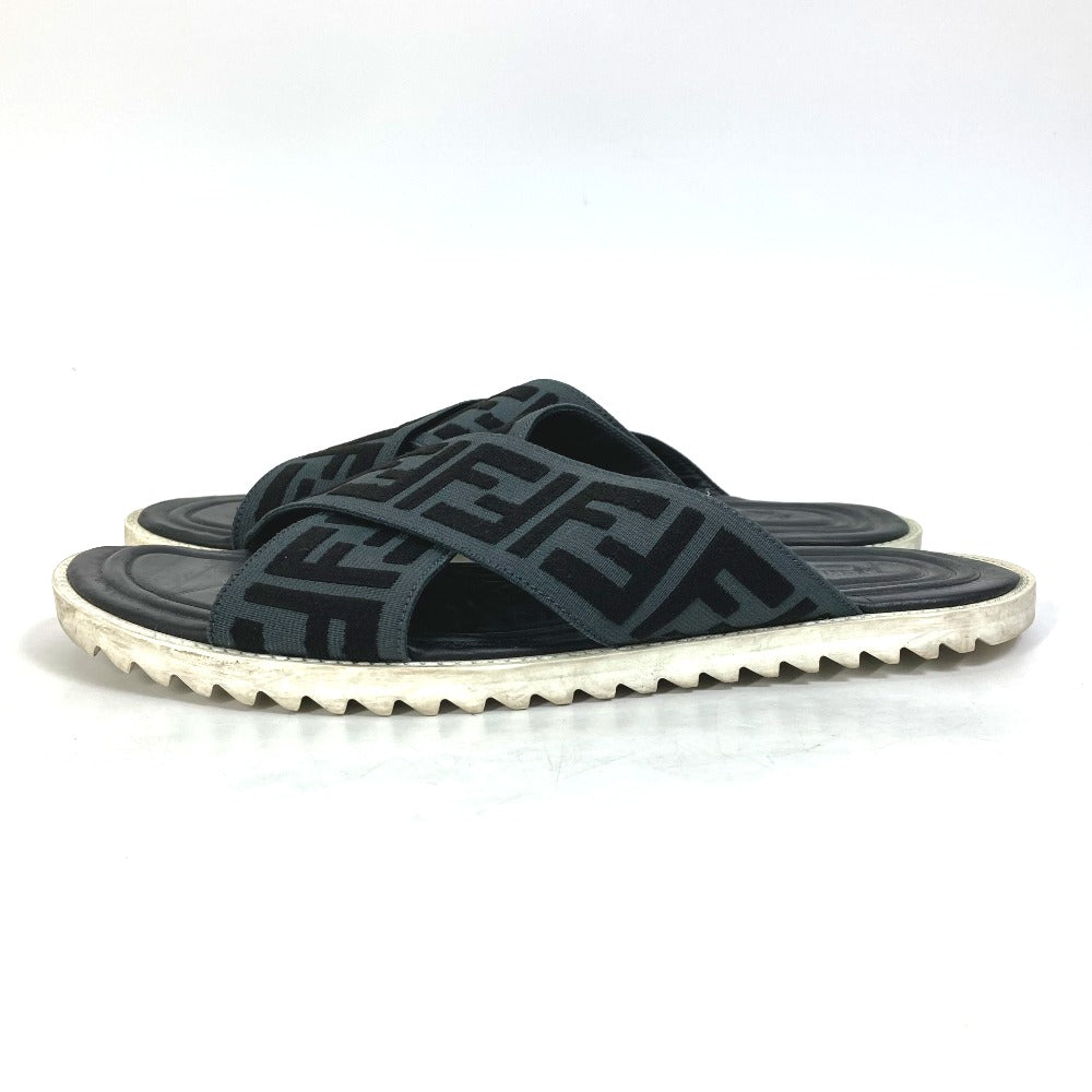 FENDI Sandals 7X1222 Canvas/Leather, Canvas x Leather black Zucca belt mens 7 Used Authentic