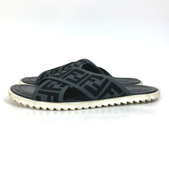 FENDI Sandals 7X1222 Canvas/Leather, Canvas x Leather black Zucca belt mens 7 Used Authentic