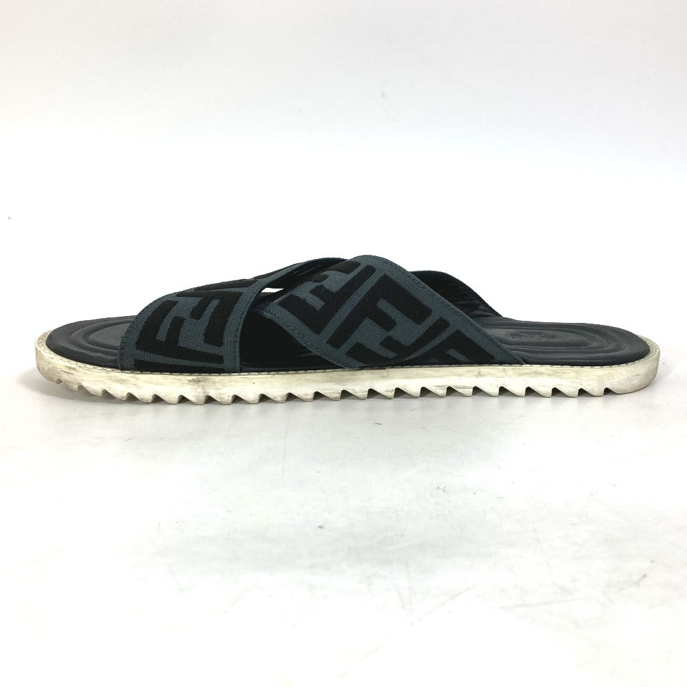 FENDI Sandals 7X1222 Canvas/Leather, Canvas x Leather black Zucca belt mens 7 Used Authentic