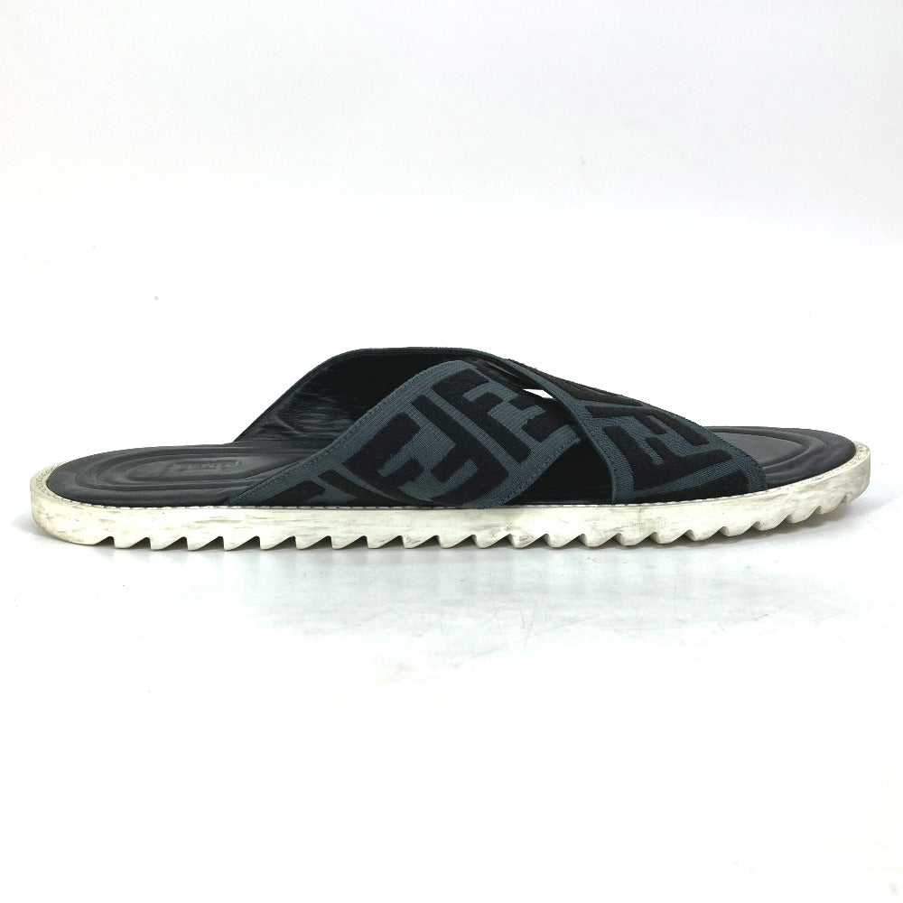 FENDI Sandals 7X1222 Canvas/Leather, Canvas x Leather black Zucca belt mens 7 Used Authentic