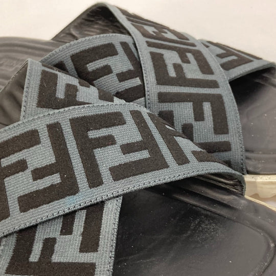 FENDI Sandals 7X1222 Canvas/Leather, Canvas x Leather black Zucca belt mens 7 Used Authentic