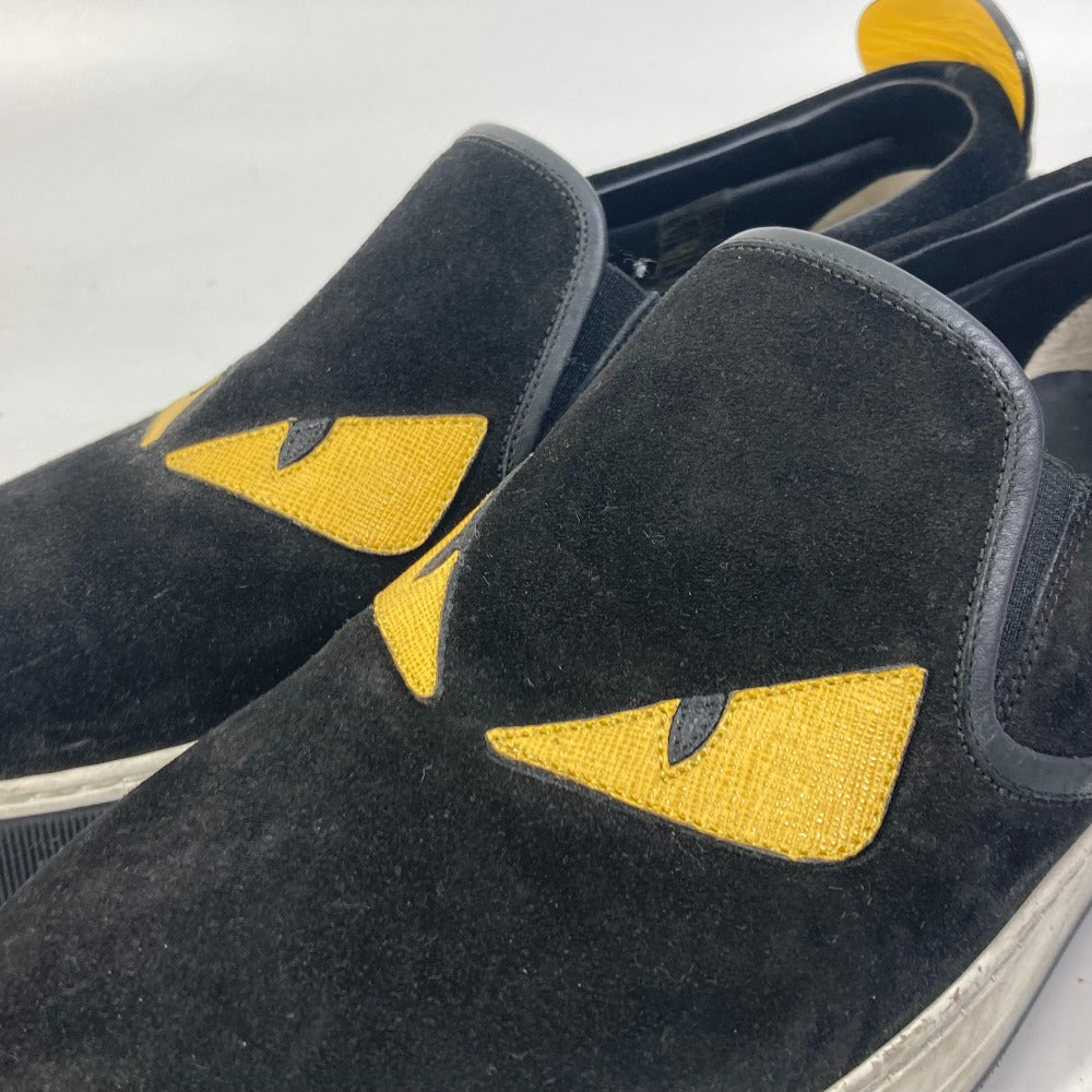 FENDI Slip-on suede black sneakers Monster Bugs mens 8 Used Authentic