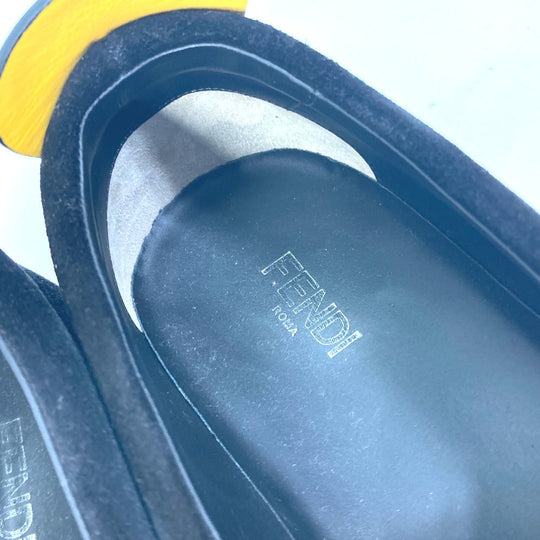 FENDI Slip-on suede black sneakers Monster Bugs mens 8 Used Authentic