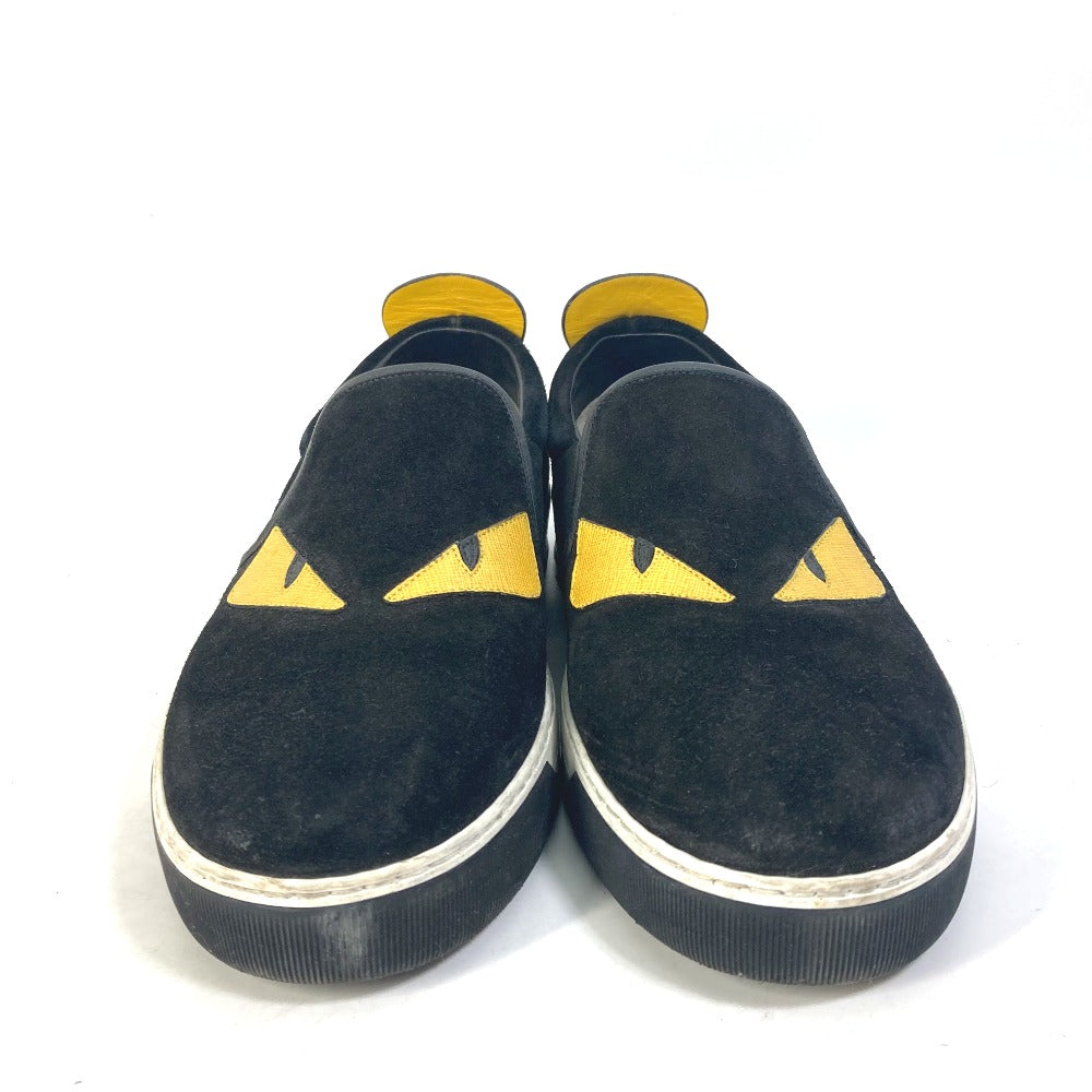 FENDI Slip-on suede black sneakers Monster Bugs mens 8 Used Authentic