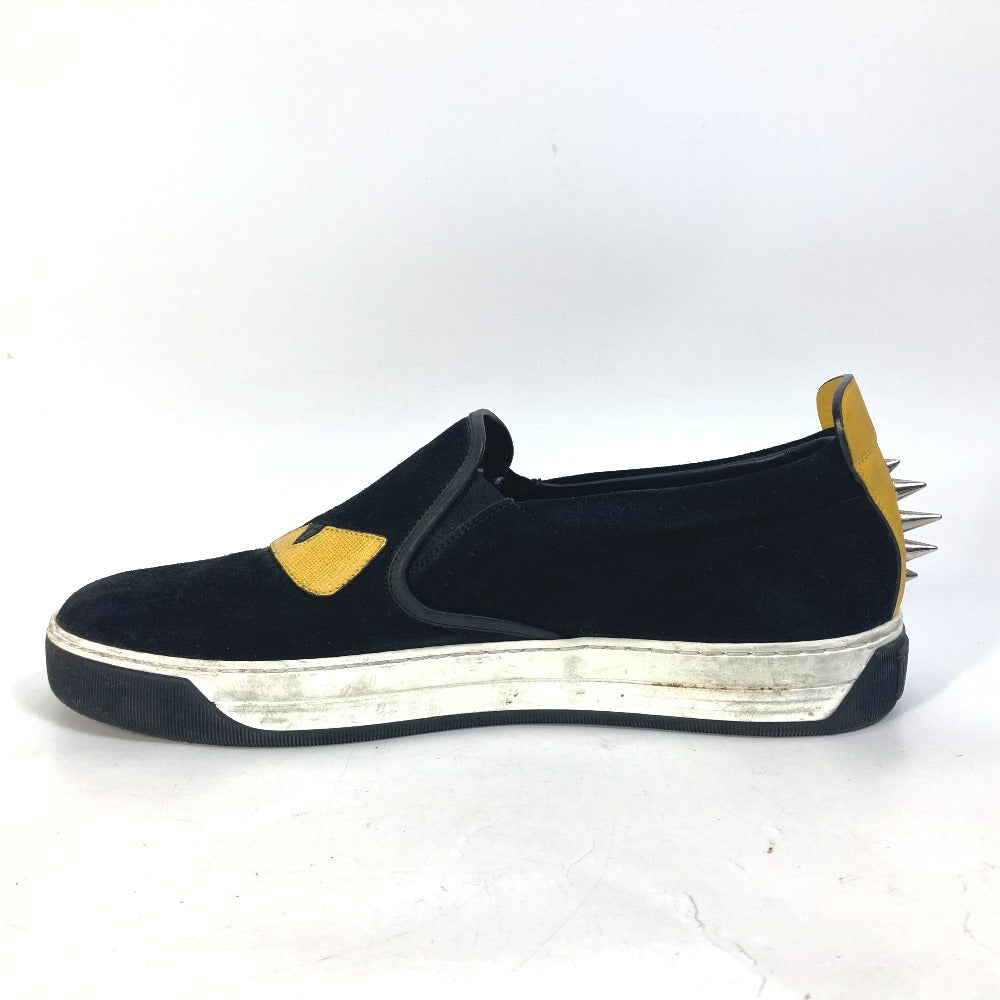FENDI Slip-on suede black sneakers Monster Bugs mens 8 Used Authentic