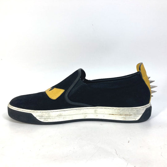 FENDI Slip-on suede black sneakers Monster Bugs mens 8 Used Authentic