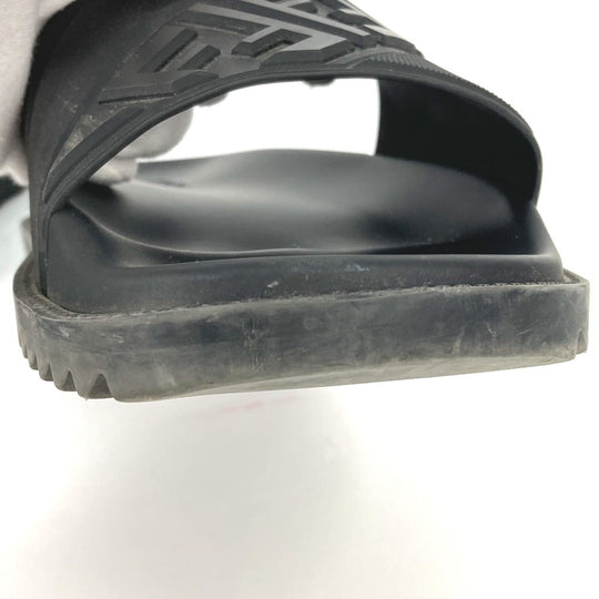 FENDI Sandals 7X1377 rubber black pool sandals shower sandals logo mens 9 Used Authentic