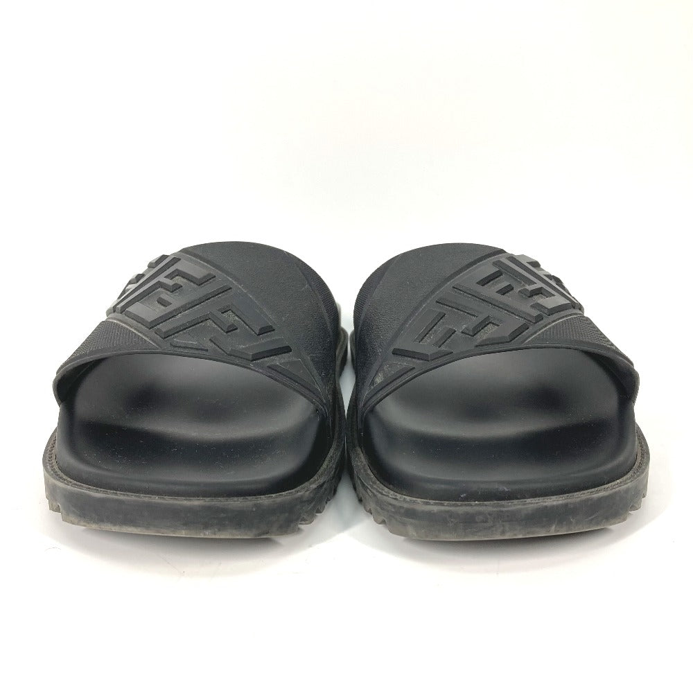 FENDI Sandals 7X1377 rubber black pool sandals shower sandals logo mens 9 Used Authentic