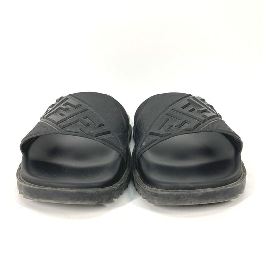 FENDI Sandals 7X1377 rubber black pool sandals shower sandals logo mens 9 Used Authentic