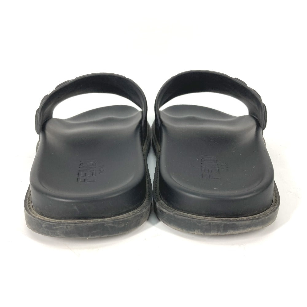 FENDI Sandals 7X1377 rubber black pool sandals shower sandals logo mens 9 Used Authentic