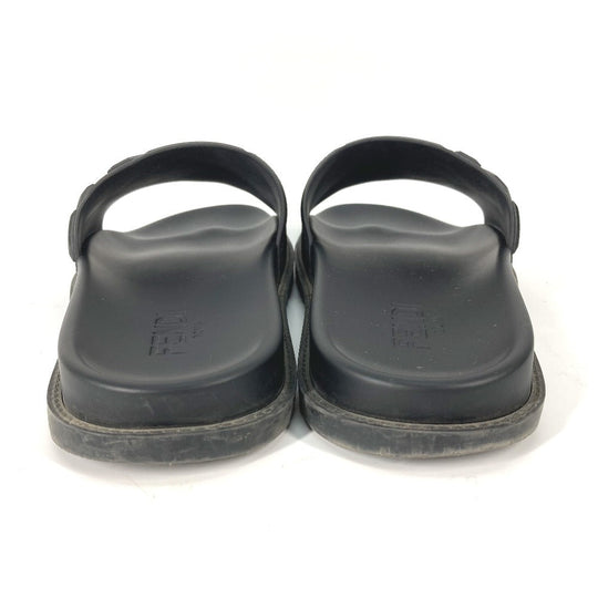 FENDI Sandals 7X1377 rubber black pool sandals shower sandals logo mens 9 Used Authentic