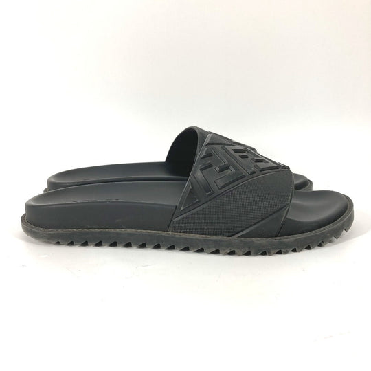 FENDI Sandals 7X1377 rubber black pool sandals shower sandals logo mens 9 Used Authentic