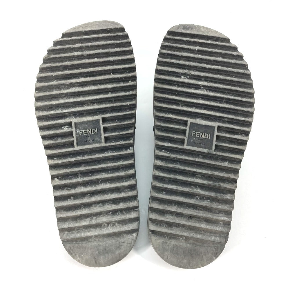 FENDI Sandals 7X1377 rubber black pool sandals shower sandals logo mens 9 Used Authentic