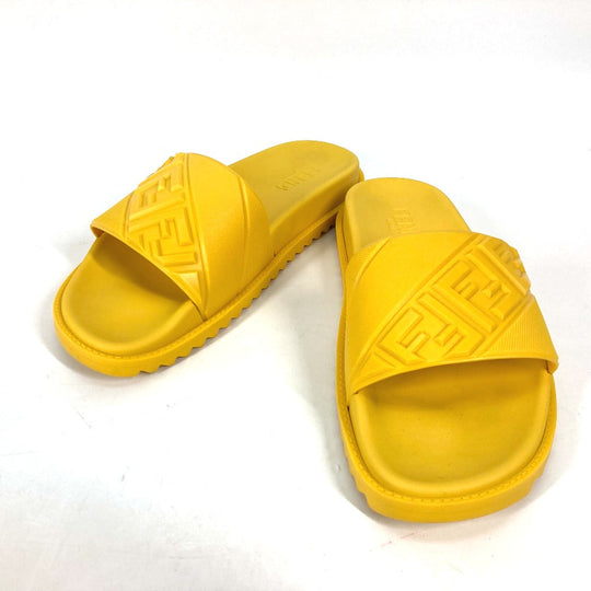 FENDI Sandals 7X1377 rubber yellow shoes logo mens 7 Used Authentic