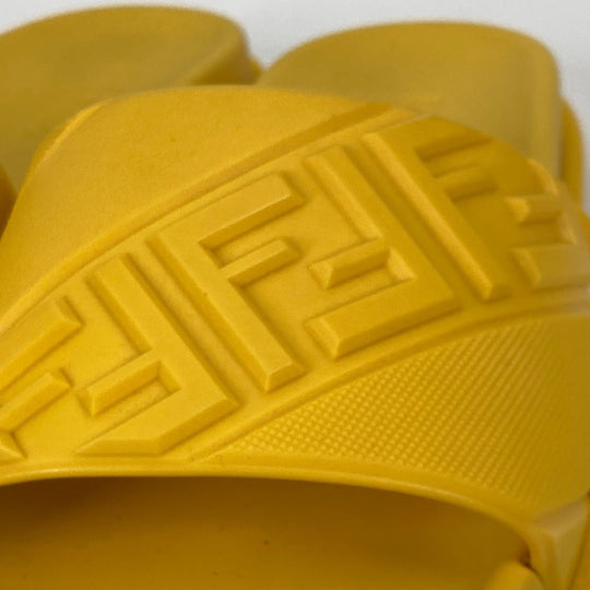 FENDI Sandals 7X1377 rubber yellow shoes logo mens 7 Used Authentic