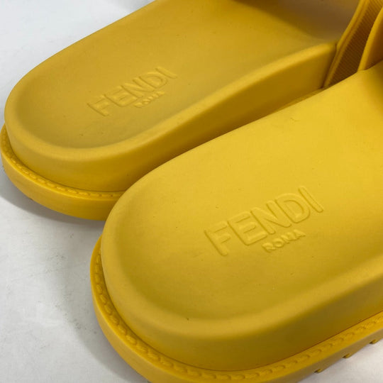 FENDI Sandals 7X1377 rubber yellow shoes logo mens 7 Used Authentic