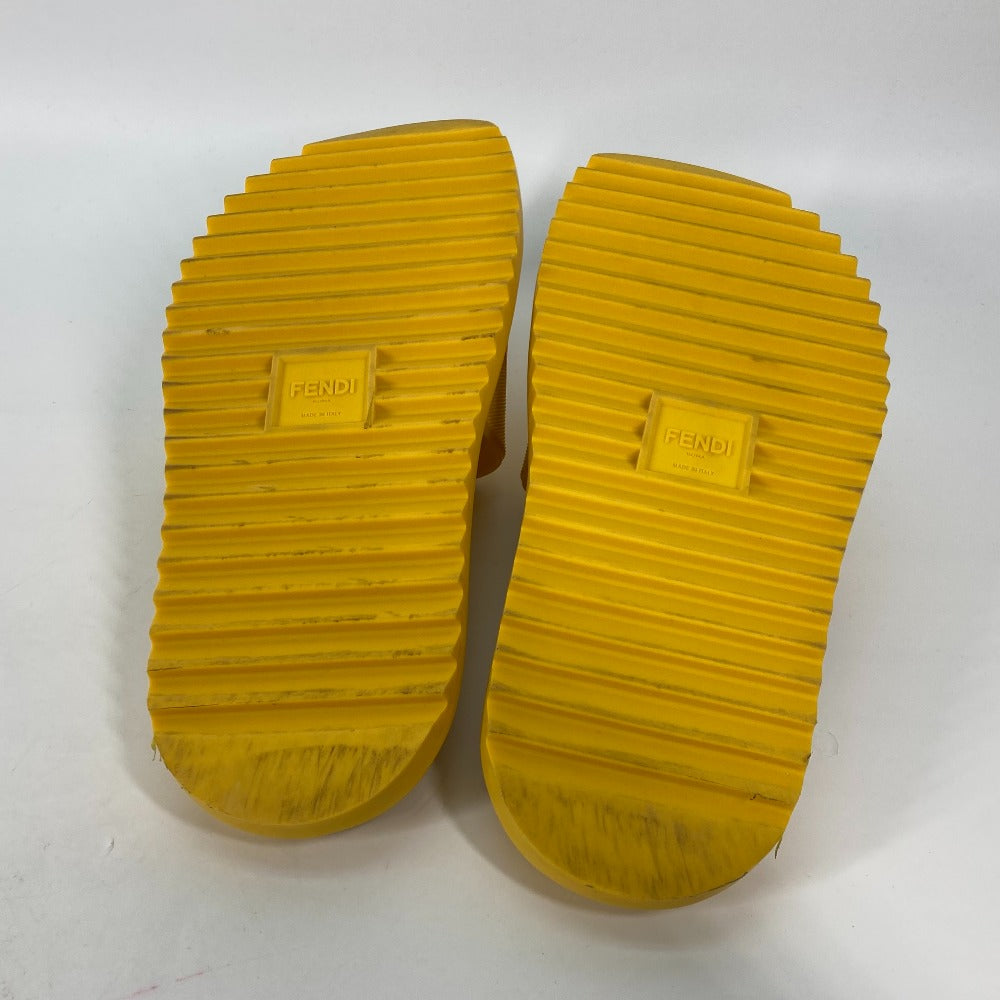 FENDI Sandals 7X1377 rubber yellow shoes logo mens 7 Used Authentic
