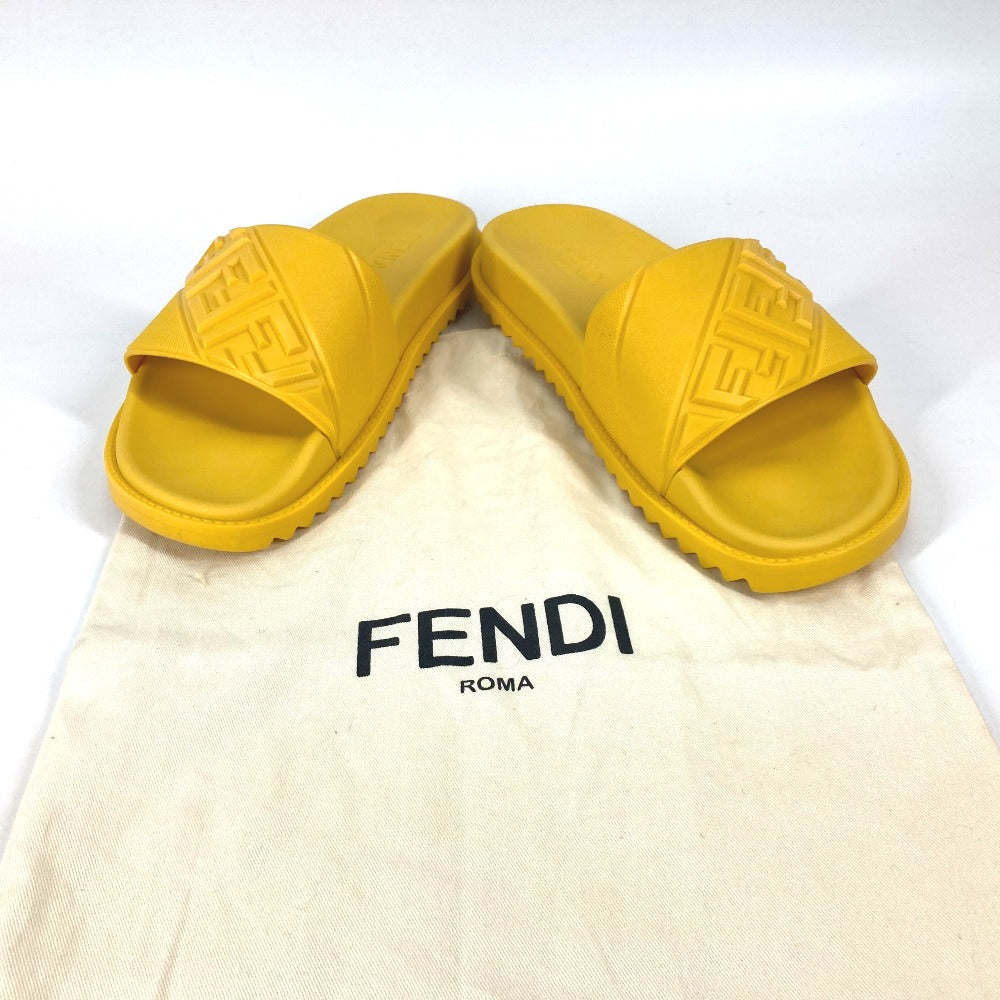 FENDI Sandals 7X1377 rubber yellow shoes logo mens 7 Used Authentic