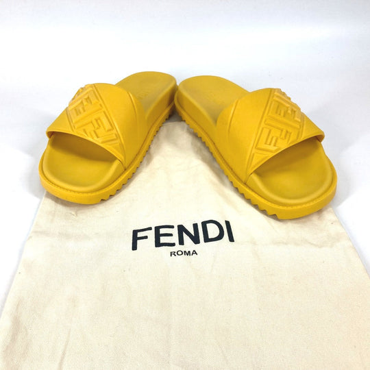 FENDI Sandals 7X1377 rubber yellow shoes logo mens 7 Used Authentic