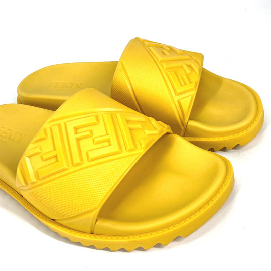 FENDI Sandals 7X1377 rubber yellow shoes logo mens 7 Used Authentic