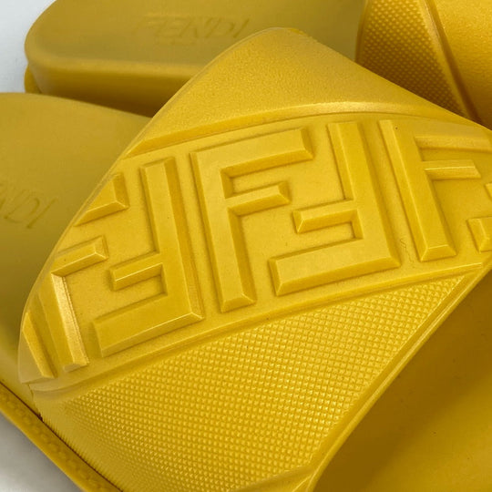 FENDI Sandals 7X1377 rubber yellow shoes logo mens 7 Used Authentic