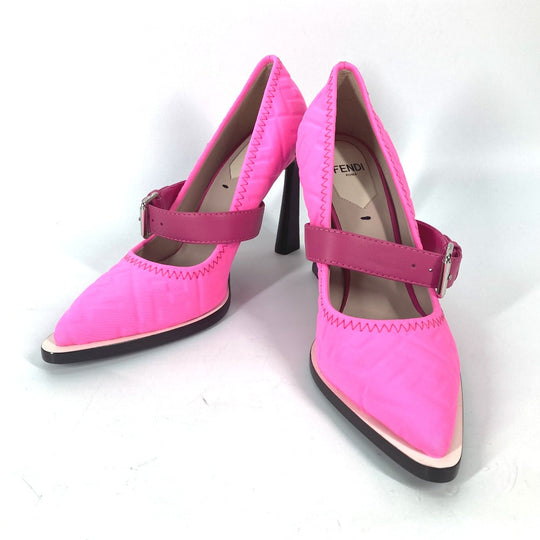 FENDI pumps canvas pink FF Belted Design Women 35 Used Authentic