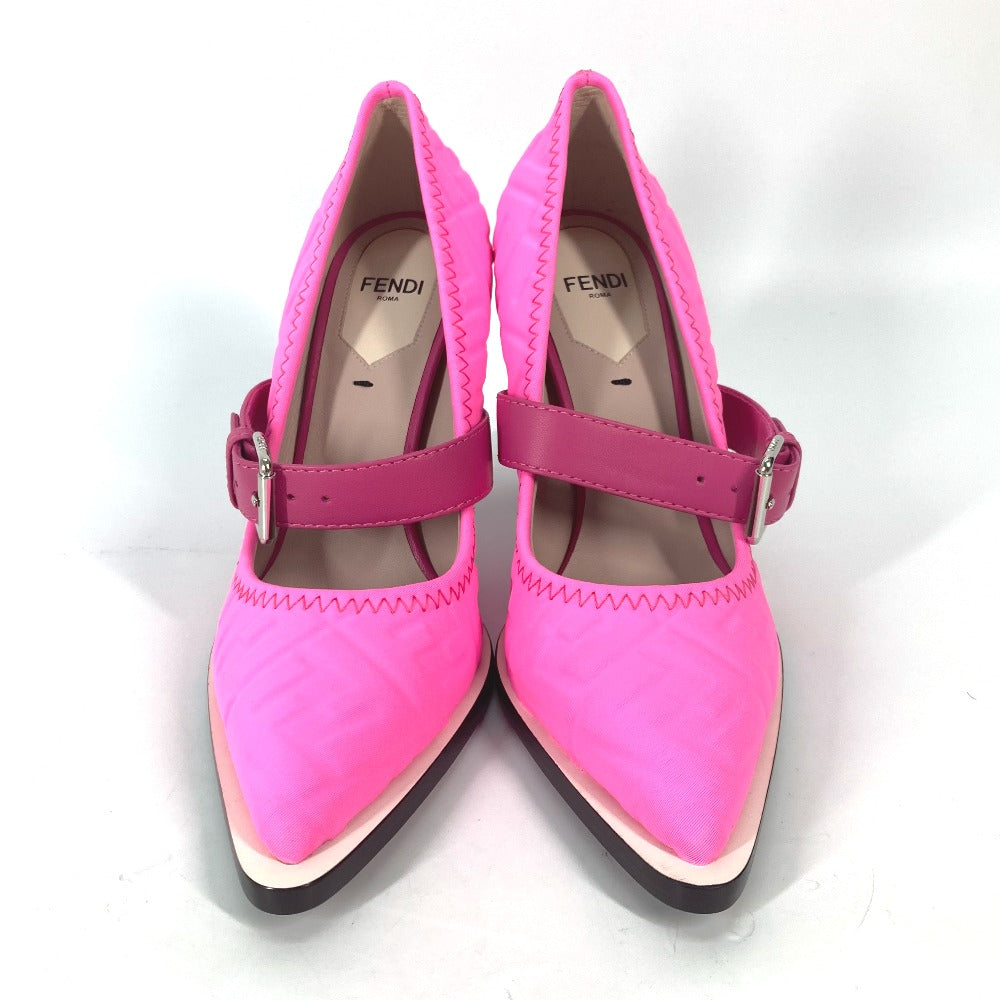 FENDI pumps canvas pink FF Belted Design Women 35 Used Authentic