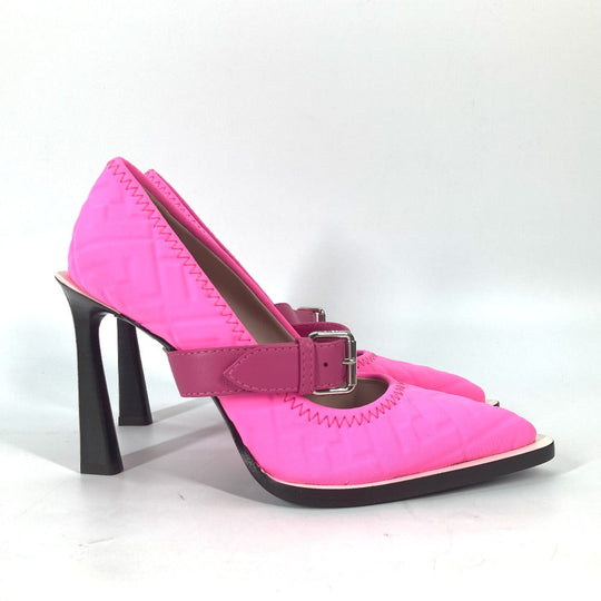 FENDI pumps canvas pink FF Belted Design Women 35 Used Authentic