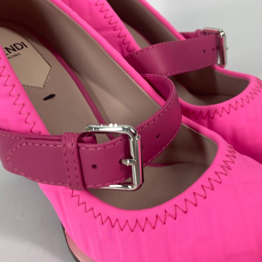 FENDI pumps canvas pink FF Belted Design Women 35 Used Authentic