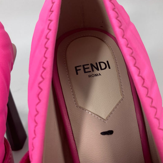 FENDI pumps canvas pink FF Belted Design Women 35 Used Authentic