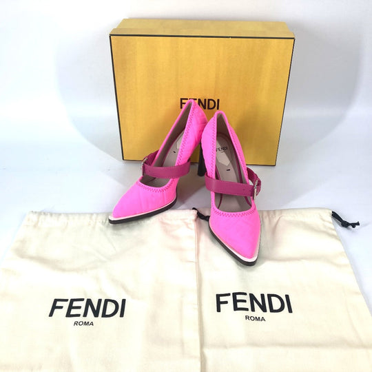 FENDI pumps canvas pink FF Belted Design Women 35 Used Authentic