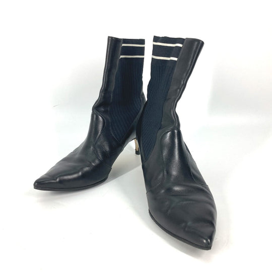 FENDI boots knit black Heel logo sneaker boots knit boots Women 36 Used Authentic