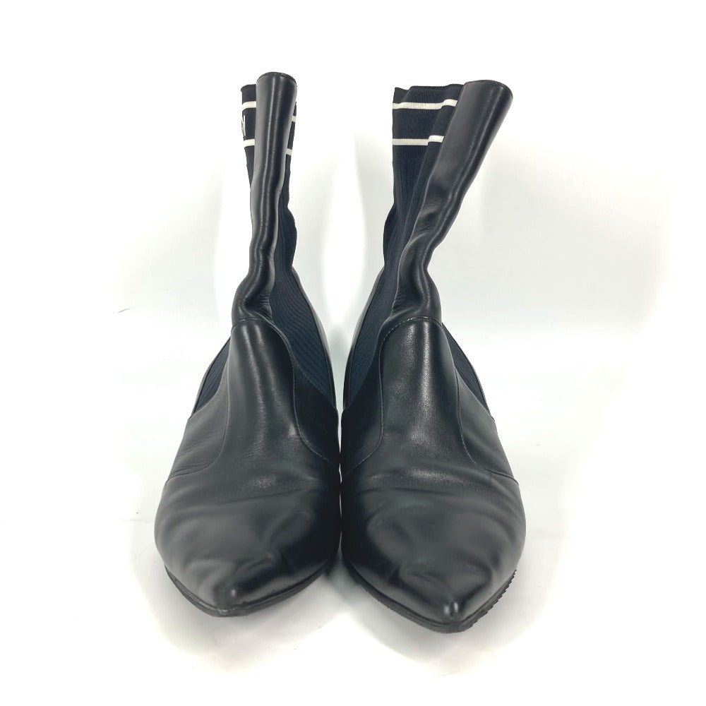 FENDI boots knit black Heel logo sneaker boots knit boots Women 36 Used Authentic
