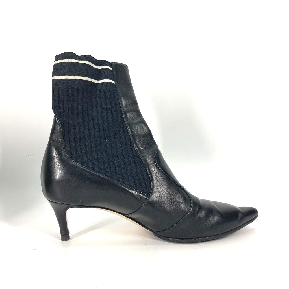 FENDI boots knit black Heel logo sneaker boots knit boots Women 36 Used Authentic