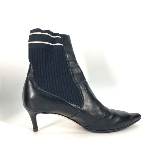 FENDI boots knit black Heel logo sneaker boots knit boots Women 36 Used Authentic