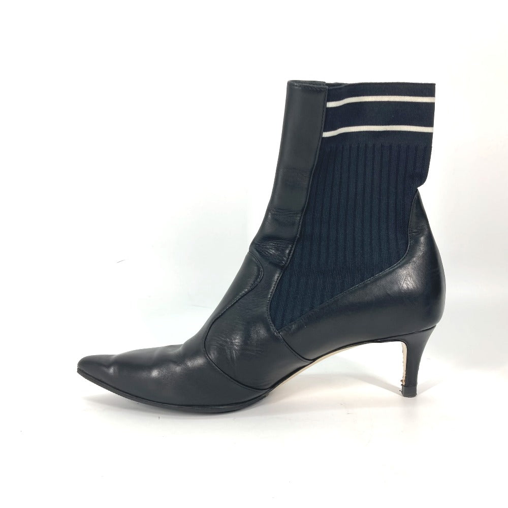 FENDI boots knit black Heel logo sneaker boots knit boots Women 36 Used Authentic