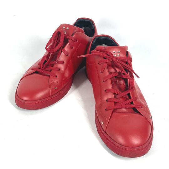 FENDI sneakers 7E1008 leather Red Face Studs mens 8 Used Authentic