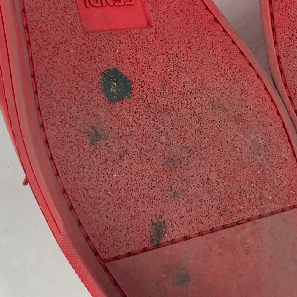 FENDI sneakers 7E1008 leather Red Face Studs mens 8 Used Authentic