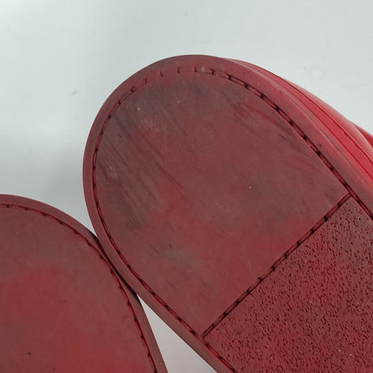 FENDI sneakers 7E1008 leather Red Face Studs mens 8 Used Authentic