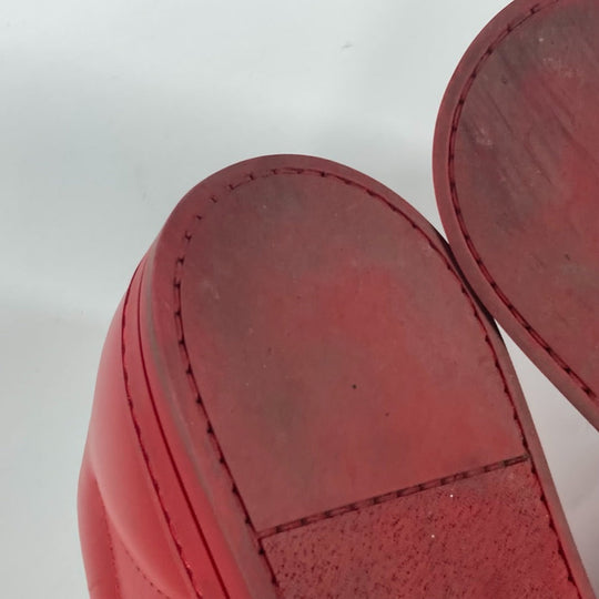 FENDI sneakers 7E1008 leather Red Face Studs mens 8 Used Authentic