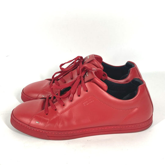FENDI sneakers 7E1008 leather Red Face Studs mens 8 Used Authentic