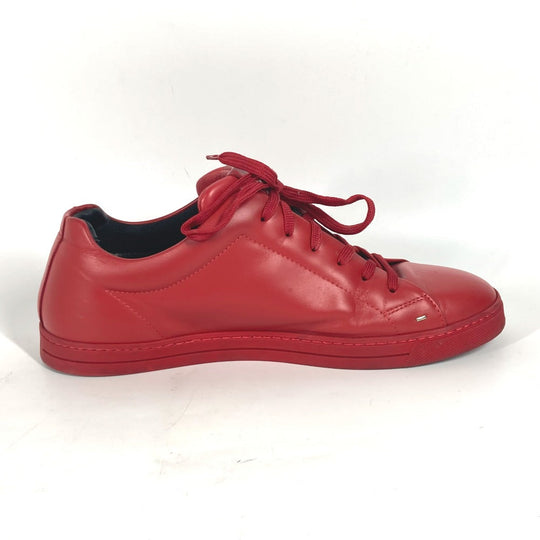 FENDI sneakers 7E1008 leather Red Face Studs mens 8 Used Authentic
