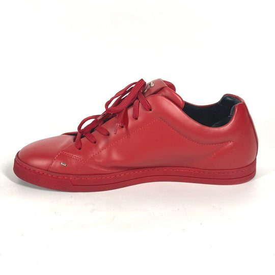 FENDI sneakers 7E1008 leather Red Face Studs mens 8 Used Authentic