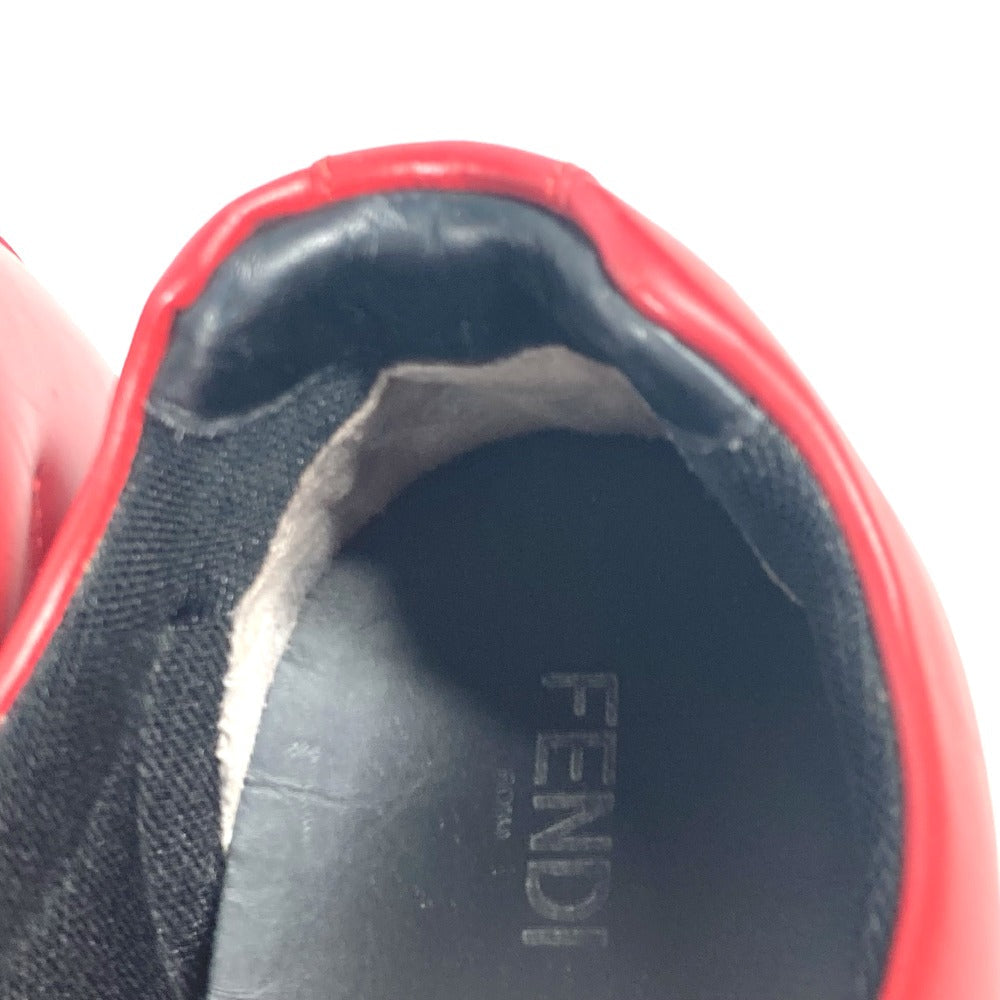 FENDI sneakers 7E1008 leather Red Face Studs mens 8 Used Authentic