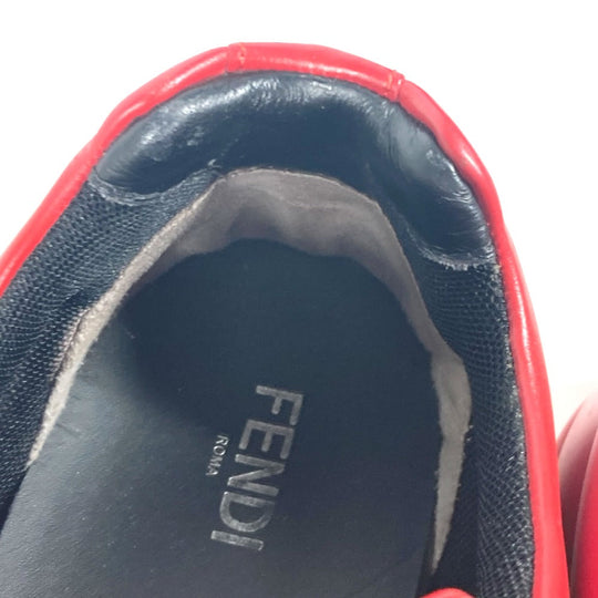 FENDI sneakers 7E1008 leather Red Face Studs mens 8 Used Authentic