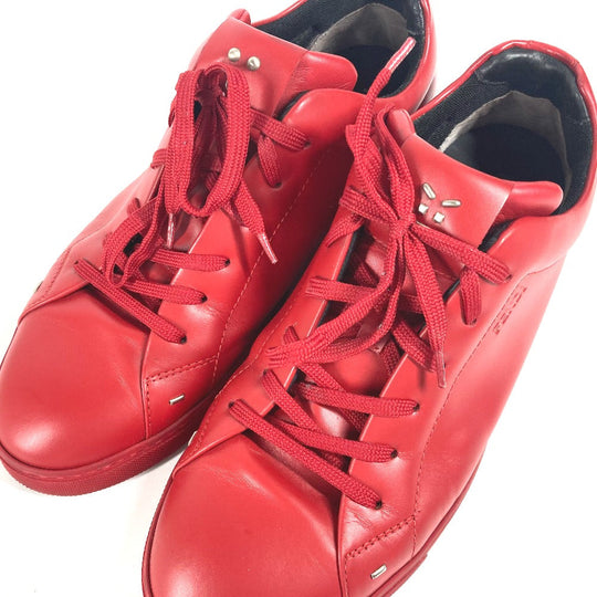 FENDI sneakers 7E1008 leather Red Face Studs mens 8 Used Authentic