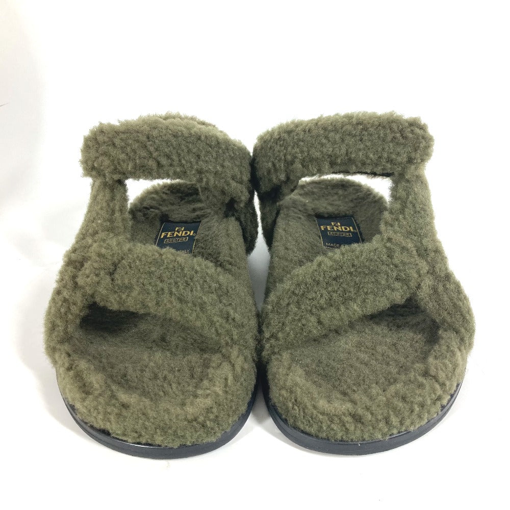 FENDI Sandals 8X8229 Fur, Rubber khaki fur Women 36 Used Authentic