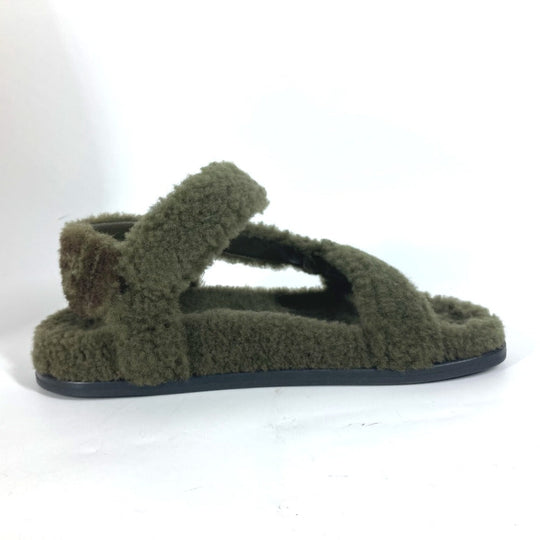FENDI Sandals 8X8229 Fur, Rubber khaki fur Women 36 Used Authentic