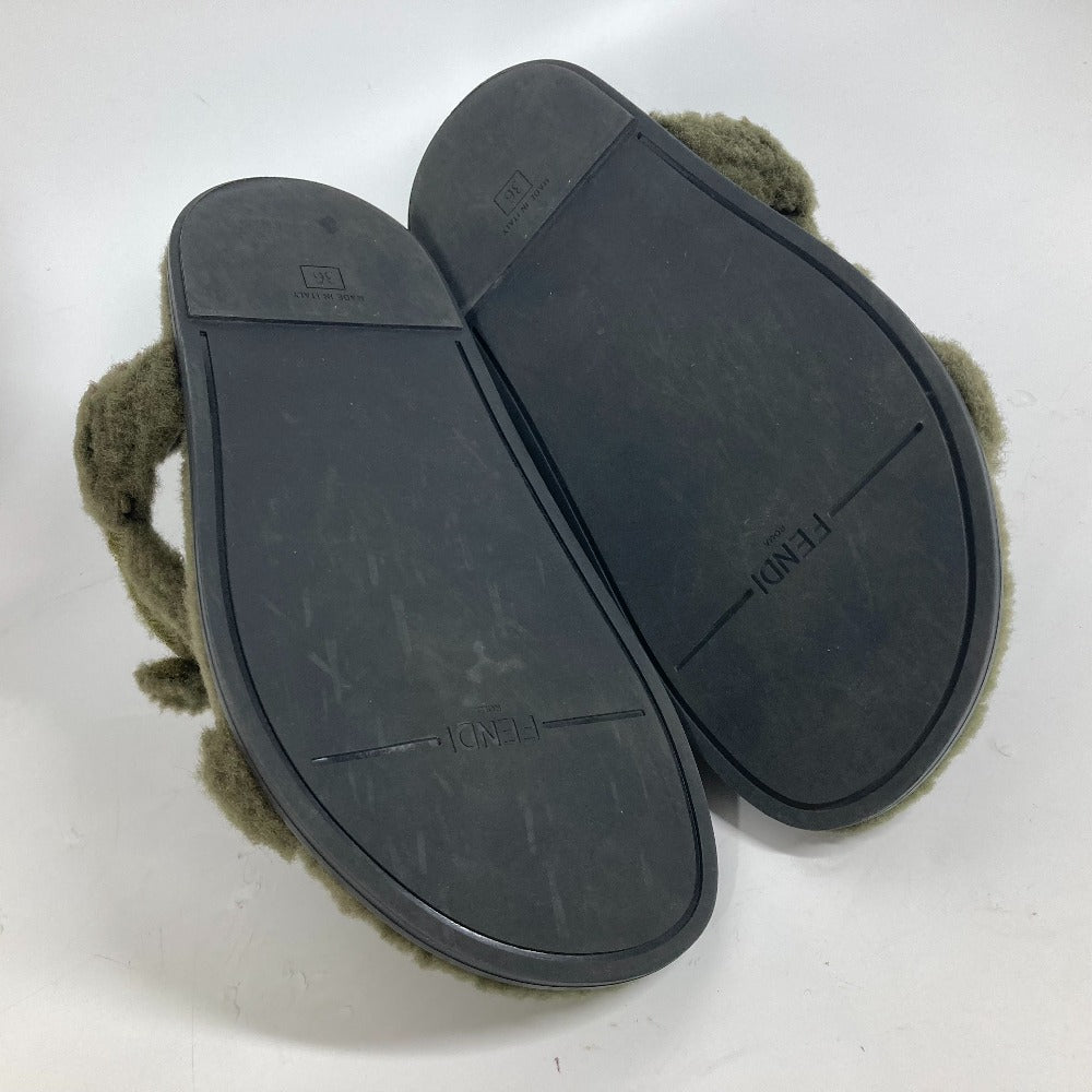 FENDI Sandals 8X8229 Fur, Rubber khaki fur Women 36 Used Authentic