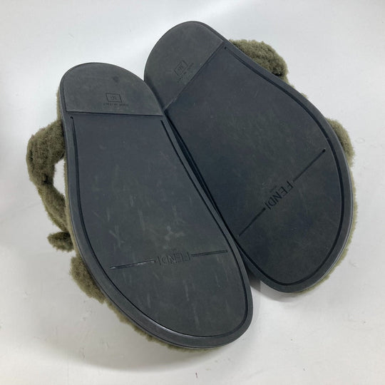 FENDI Sandals 8X8229 Fur, Rubber khaki fur Women 36 Used Authentic